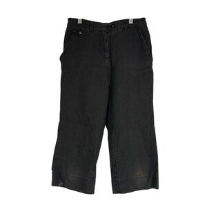 LOIS CRAYON - WOMEN'S MEDIUM - GRAY THREE POCKET BUTTON WAIST CAPRI'S